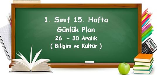 2022-2023 Eğitim Öğretim Yılı 1. Sınıf 15. Hafta Günlük Planlar